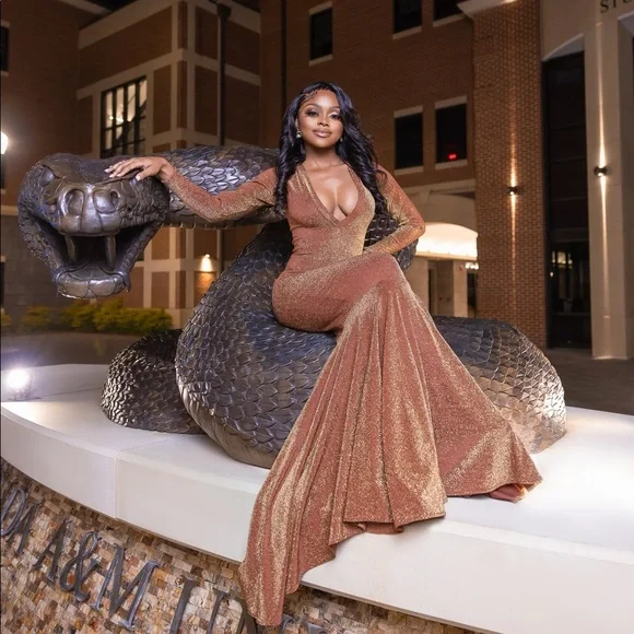 Dresses | Gold Shimmer Prom Dress | Poshmark